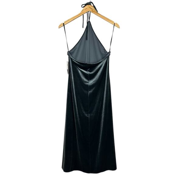 NWT Banana Republic Velvet Midi Slit Halter Dress in Orca Gray Size Large - Picture 9 of 10